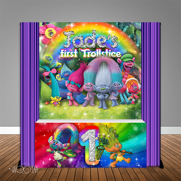 Trolls 6X6 Table Banner Backdrop with 6ft Table Wrap, Design, Print and Ship!
