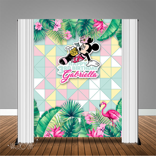 Tropical Minnie Mouse Birthday  6x8 Banner Backdrop/ Step & Repeat Design, Print and Ship!