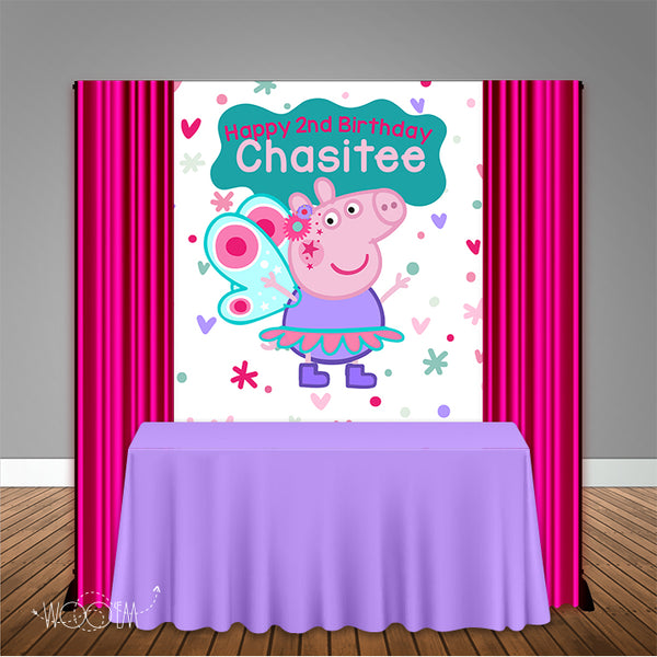 Peppa Pig Fairy 5x6 Table Banner Backdrop/ Step & Repeat, Design, Print and Ship!
