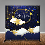 Twinkle Star Baby Shower Navy Gold 8x8 Banner Backdrop/ Step & Repeat Design, Print and Ship!