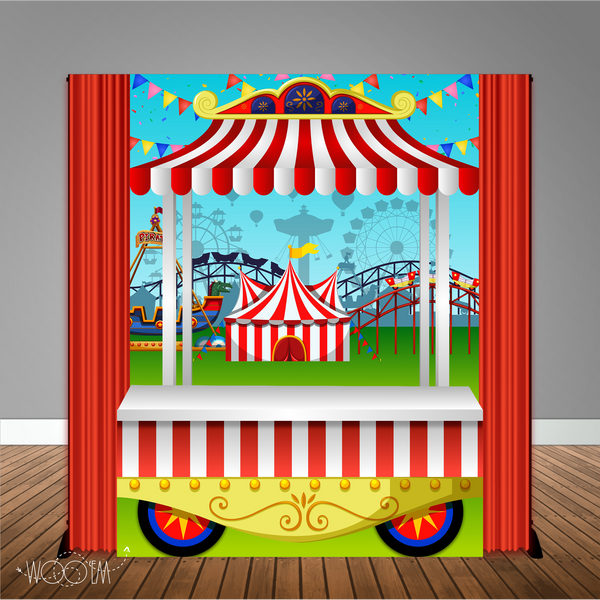 Circus Carnival 6X6 Table Backdrop with 6ft Table Wrap, Design, Print & Ship!