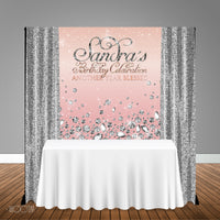 Bling and Blush 5x6 Table Banner Backdrop/ Step & Repeat, Design, Print and Ship!