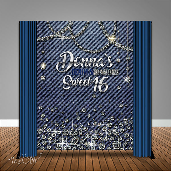 Denim & Diamonds 6x8 Banner Backdrop/ Step & Repeat Design, Print and Ship!