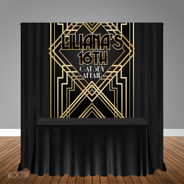 Gatsby 5x6 Table Banner Backdrop/ Step & Repeat, Design, Print and Ship!