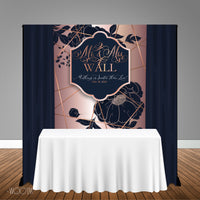 Navy and Rose Gold Wedding Bridal Shower 5x6 Table Banner Backdrop, Design, Print & Ship!