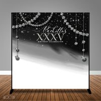 Black & White Sparkle & Bling 8x8 Backdrop / Step & Repeat, Design, Print and Ship!