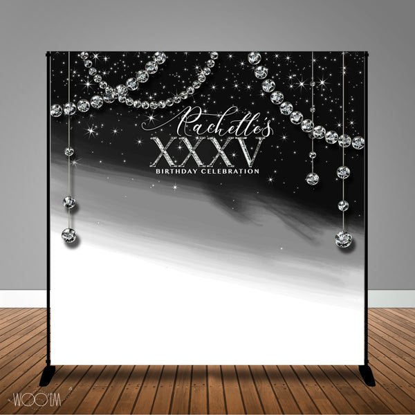 Black & White Sparkle & Bling 8x8 Backdrop / Step & Repeat, Design, Print and Ship!