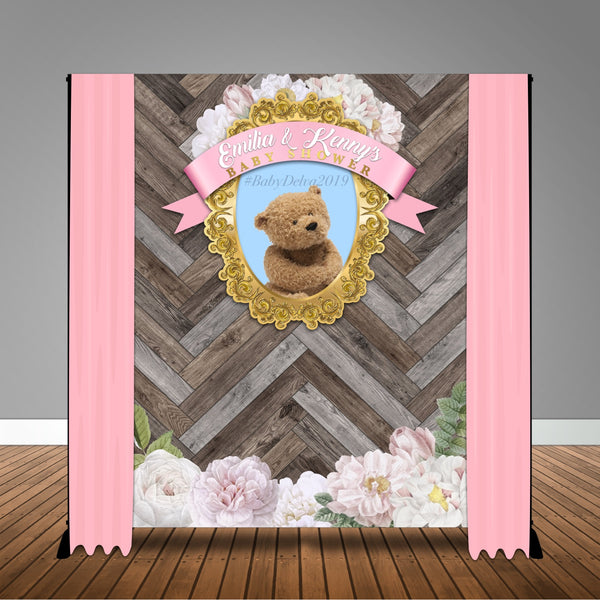 Rustic Teddy Bear Baby Shower 6x8 Banner Backdrop/ Step & Repeat Design, Print and Ship!