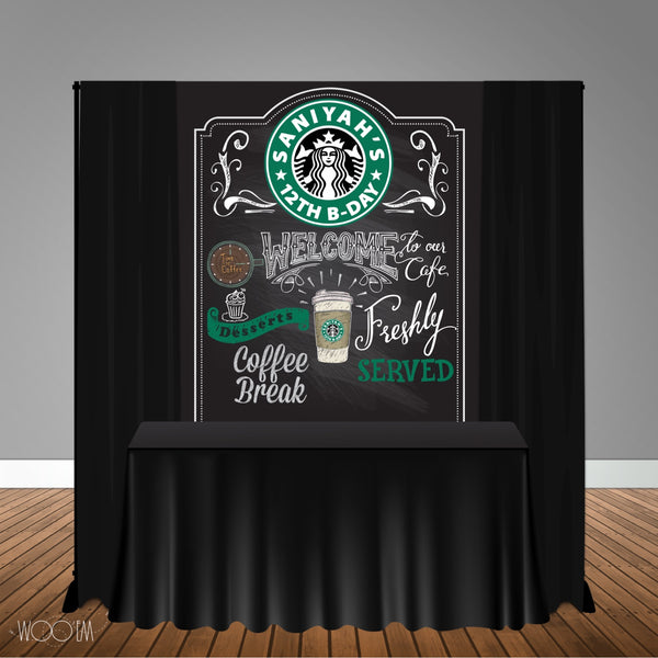 Starbucks Coffee Inspired 5x6 Table Banner Backdrop/ Step & Repeat, Design, Print and Ship!