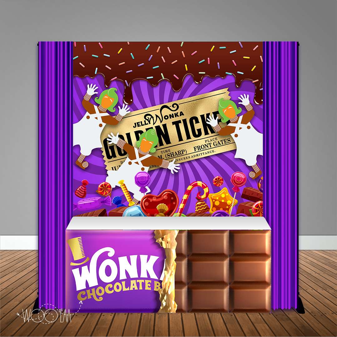 6x6 Rtablr Design Chocolate Factory 6X6 Table Banner Backdrop with 6ft Table Wrap, Desig ...
