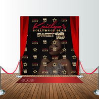 Hollywood Glam Sweet 16 Birthday, 8x8 Backdrop / Step & Repeat, Design, Print and Ship!