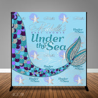 Mermaid Under the Sea Themed 8x8 Banner Backdrop/ Step & Repeat Design, Print and Ship!