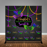 Mardi Gras Masquerade Themed Banner Backdrop/ Step & Repeat Design, Print and Ship!