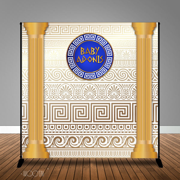 Greek Themed Banner Backdrop/ Step & Repeat for Baby Shower, Design, Print and Ship!