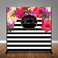 Stripes and Floral 8x8 Backdrop / Step & Repeat, Design, Print and Ship!