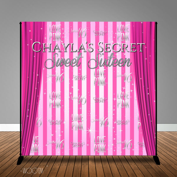 Pink Themed Sweet 16 Banner Backdrop/ Step & Repeat Design, Print and Ship!
