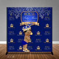 Royal Baby Shower Blue 8x8 Backdrop / Step & Repeat, Design, Print and Ship!