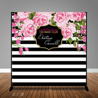 Stripes and Floral Bridal Shower or Sweet 16, 8x8 Backdrop / Step & Repeat, Design, Print and Ship!