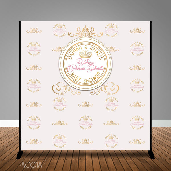 Princess Themed Baby Shower Banner Backdrop/ Step & Repeat Design, Print and Ship!