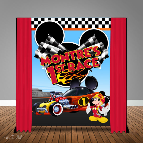 Mickey Mouse Roadster Racers Birthday 6x8 Backdrop/Step & Repeat, Design, Print and Ship!