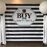 Striped It's a Boy Baby Shower 8x8 Backdrop / Step & Repeat, Design, Print and Ship!