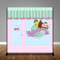 Ice Cream Shoppe Themed 8x8 Banner Backdrop/ Step & Repeat, Design, Print and Ship!