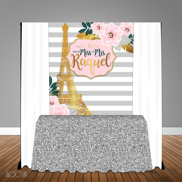 Parisian themed Bridal Shower 5x6 Table Banner Backdrop/ Step & Repeat, Design, Print and Ship!