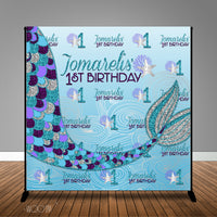 Mermaid Under the Sea Themed 8x8 Banner Backdrop/ Step & Repeat Design, Print and Ship!