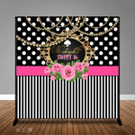 Stripes Dots Sweet 16, 8x8 Backdrop / Step & Repeat, Design, Print and Ship!