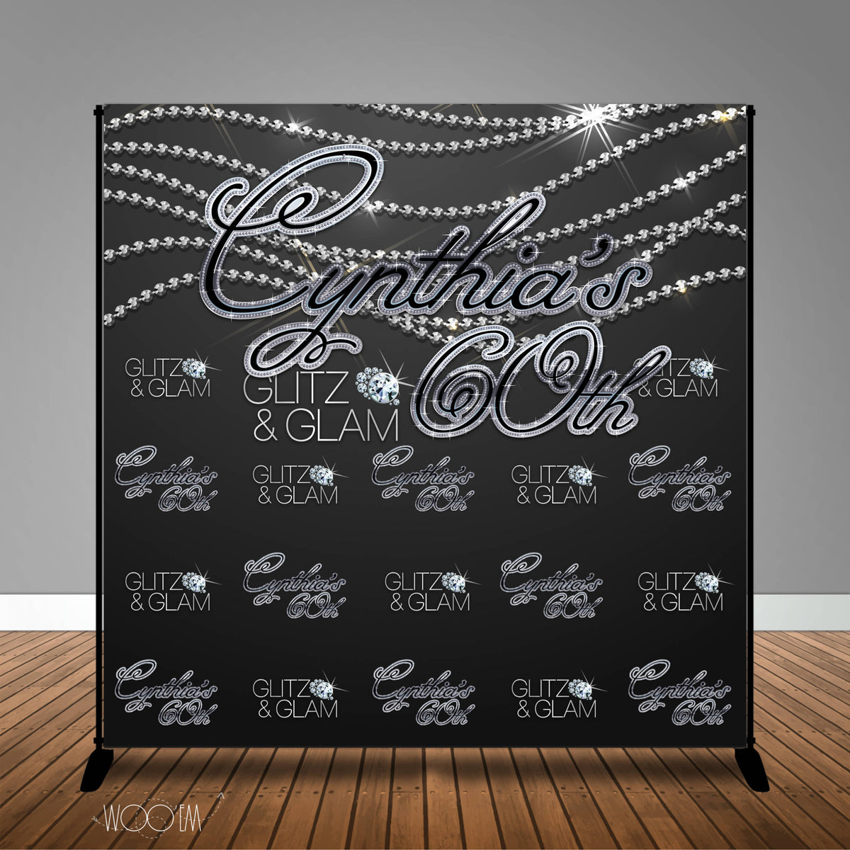 Glitz and Glam Birthday, 8x8 Backdrop / Step & Repeat, Design, Print a ...