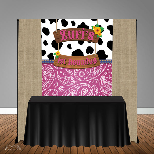 Cowgirl Country Western Themed 5x6 Table Banner Backdrop/ Step & Repeat, Design, Print and Ship!
