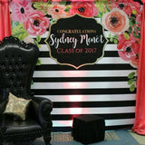 Stripes and Watercolor Floral 8x8 Backdrop / Step & Repeat, Design, Print and Ship!