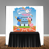 Baseball vs Bows 5x6 Table Banner Backdrop/ Step & Repeat, Design, Print and Ship!