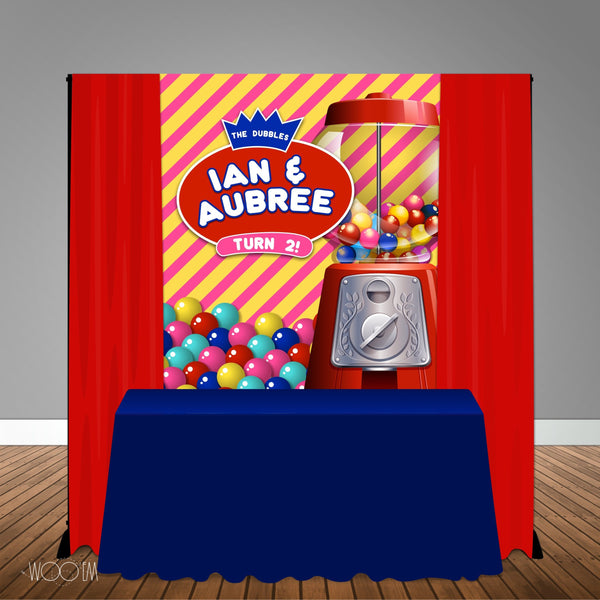 Dubble Bubble Themed 5x6 Table Banner Backdrop/ Step & Repeat, Design, Print and Ship!