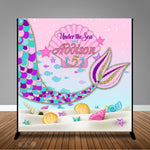 Mermaid Under the Sea 8x8 Themed Banner Backdrop/ Step & Repeat Design, Print and Ship!