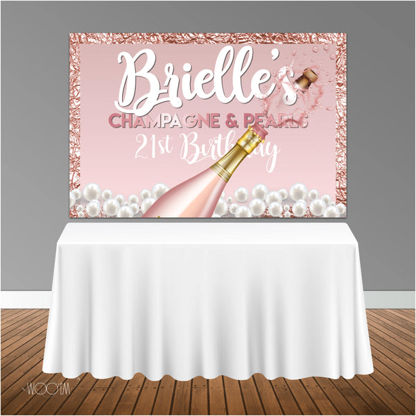 Champagne and Pearls 6x4 Candy Buffet Table Banner Backdrop/ Step & Repeat, Design, Print and Ship!