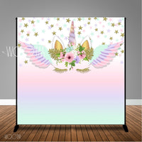 Magical Unicorn with Wings Themed, 8x8 Backdrop / Step & Repeat, Design, Print and Ship!