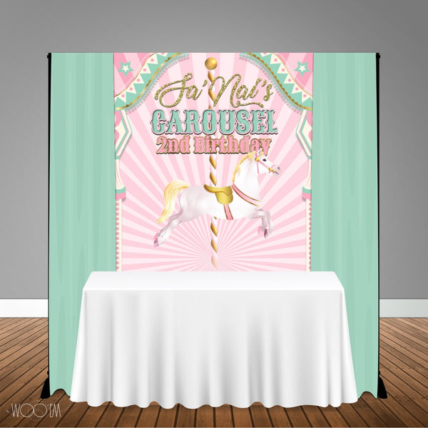 Carousel Themed 5x6 Table Banner Backdrop/ Step & Repeat, Design, Print and Ship!