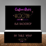Custom 8x8 Table Banner Backdrop with 8ft Table Wrap/ Step & Repeat, Design, Print and Ship!