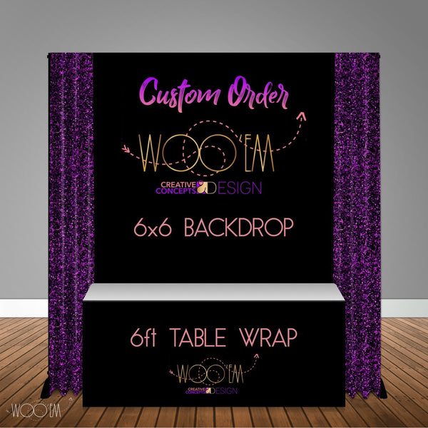 Custom 6X6 Table Banner Backdrop with 6ft Table Wrap/ Step & Repeat, Design, Print and Ship!
