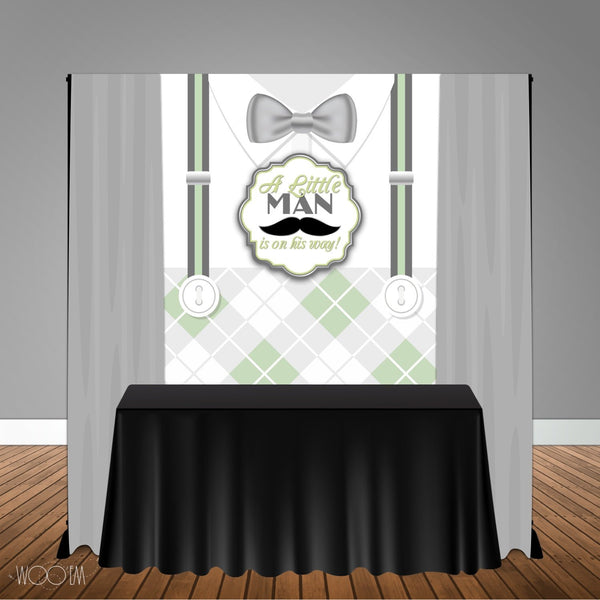 Little Man 5x6 Table Banner Backdrop/ Step & Repeat, Design, Print and Ship!
