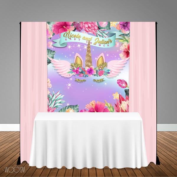 Tropical Unicorn 5x6 Table Banner Backdrop/ Step & Repeat, Design, Print and Ship!