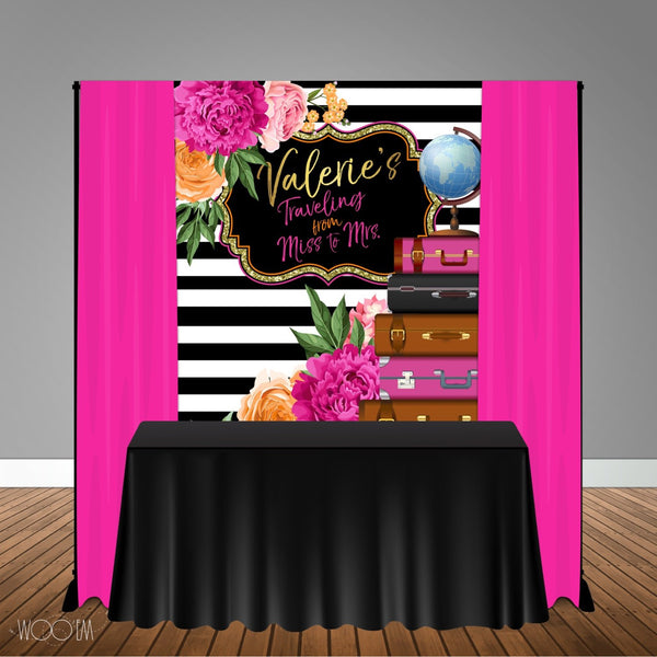 Traveling Miss to Mrs 5x6 Table Banner Backdrop/ Step & Repeat, Design, Print and Ship!