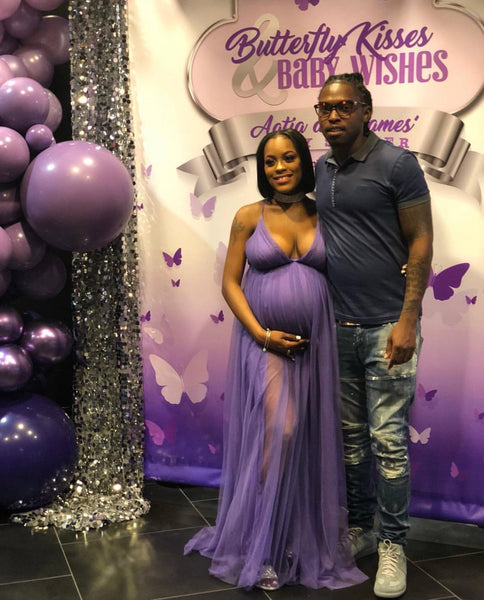 sakshi_bajaj_mehta wearing our lavender georgette anarkali set for her baby  shower ceremony You look prettiest 🌸 #babyshower #babysh... | Instagram
