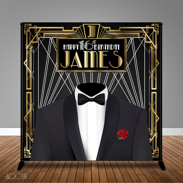 Gatsby Themed Male Event, 8x8 Backdrop / Step & Repeat, Design, Print and Ship!