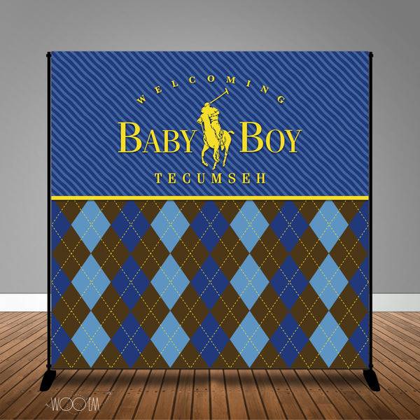 Polo Themed Baby Shower 8x8 Backdrop / Step & Repeat, Design, Print and Ship!