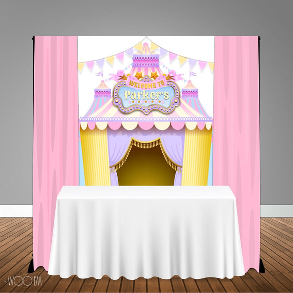 Carnival Circus Pink Purple Themed 5x6 Table Banner Backdrop, Design, Print & Ship!