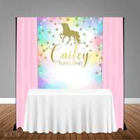 Watercolor Unicorn with Stars 5x6 Table Banner Backdrop/ Step & Repeat, Design, Print and Ship!