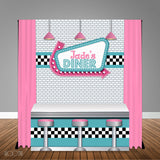 1950's Diner  6X6 Table Banner Backdrop with 6ft Table Wrap/ Step & Repeat, Design, Print and Ship!