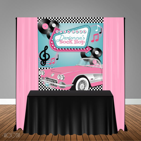 Sock Hop 5x6 Table Banner Backdrop/ Step & Repeat, Design, Print and Ship!